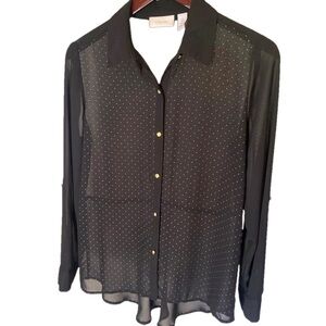 Chicos size 0 or small ladies sheer black and gold top